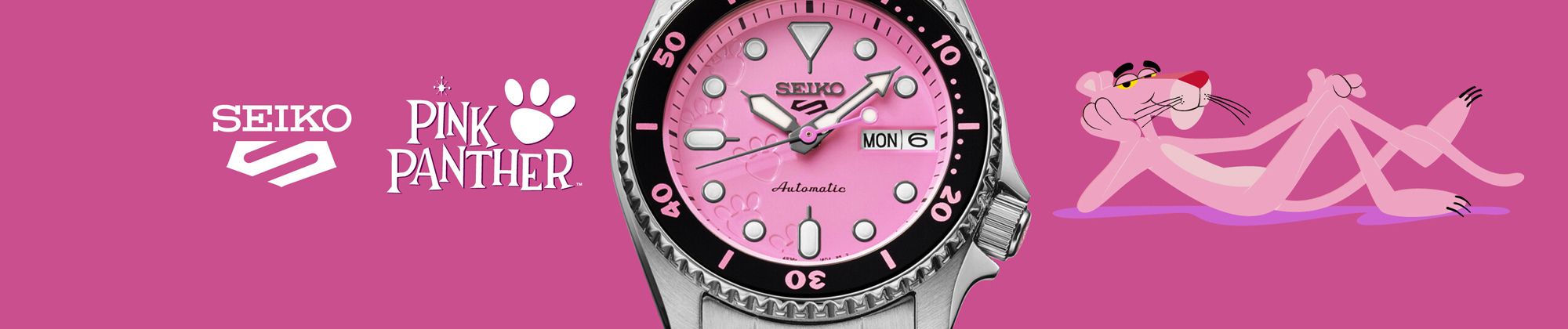 Różowa Pantera na zegarku - Seiko 5 Sports SRPM07K1