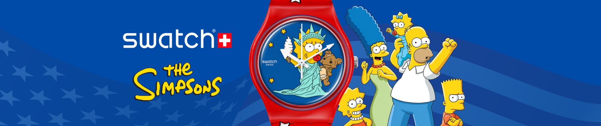 Maggie Simpson jako Statua Wolności - nowy zegarek Swatch na cześć amerykańskiego Dnia Niepodległości