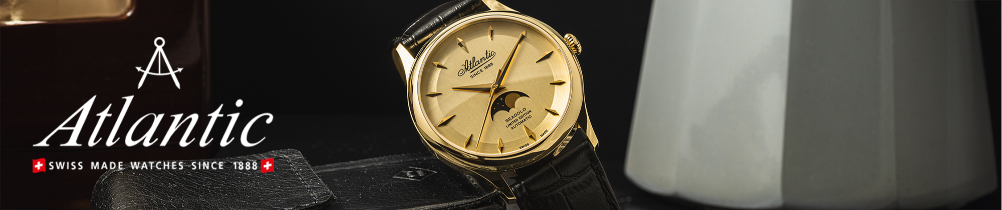 Limitowany Atlantic Seagold Moonphase z 14-karatowego złota 
