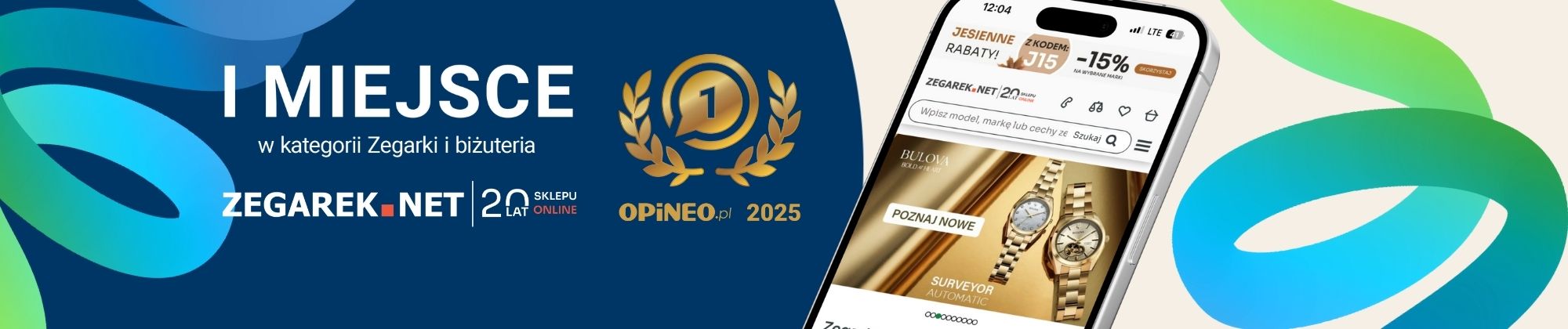 ZEGAREK.NET najlepszym sklepem z zegarkami 2025 - 1. miejsce w rankingu Opineo!