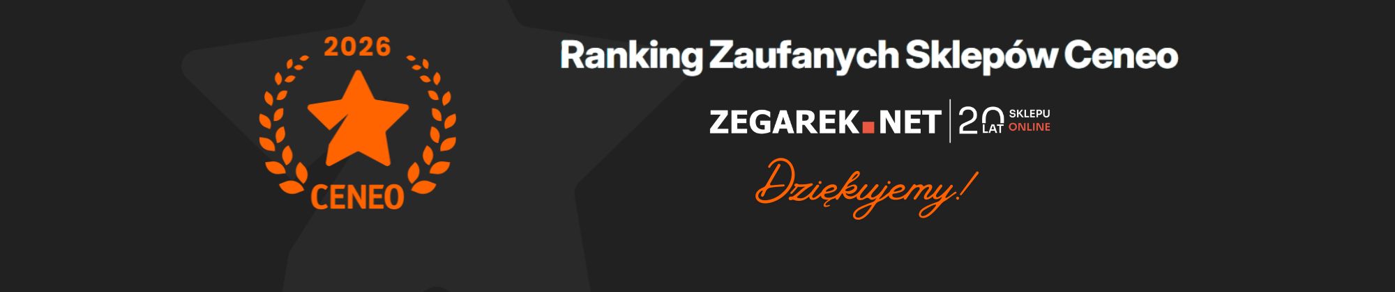 Zegarek.net wyróżniony w 16. edycji Rankingu Zaufanych Sklepów Ceneo